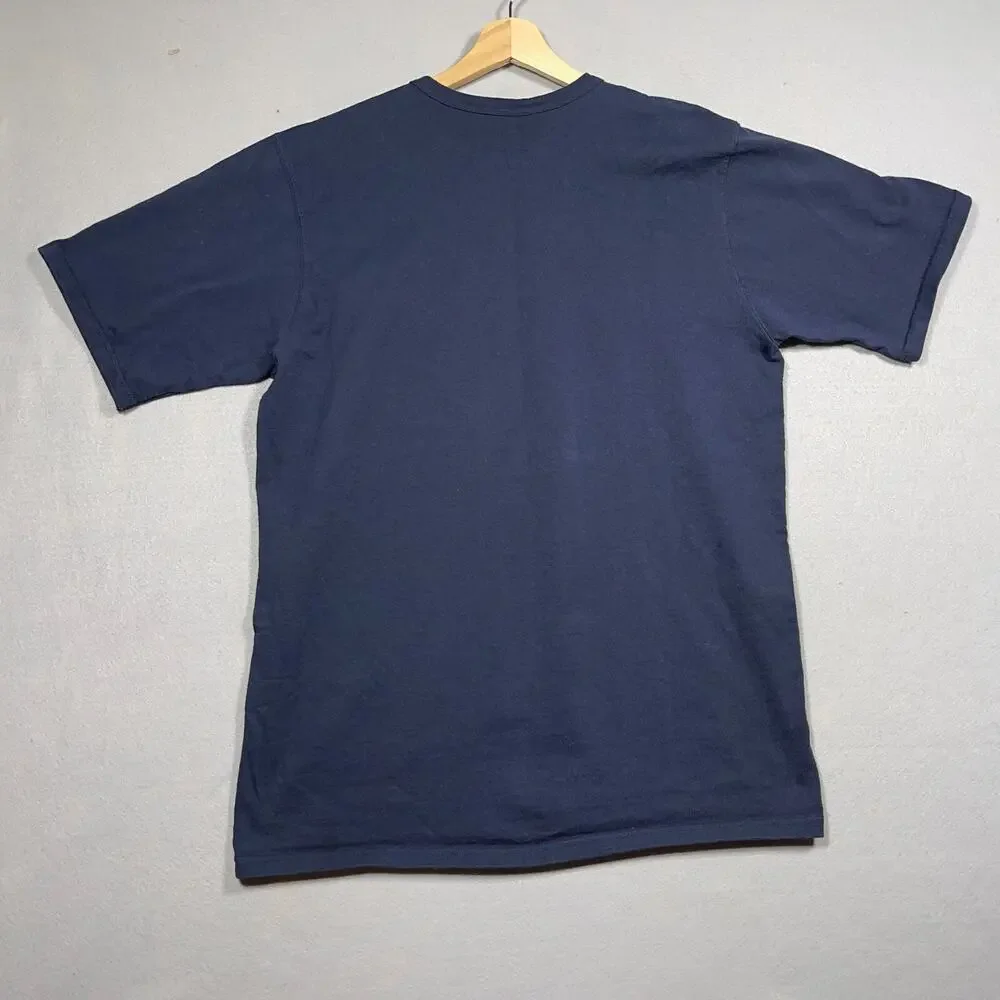 Champion T-Shirt Men‎ XL Vintage Y2K Yellow Eye Spiral Graphic Navy Blue - Picture 9 of 10